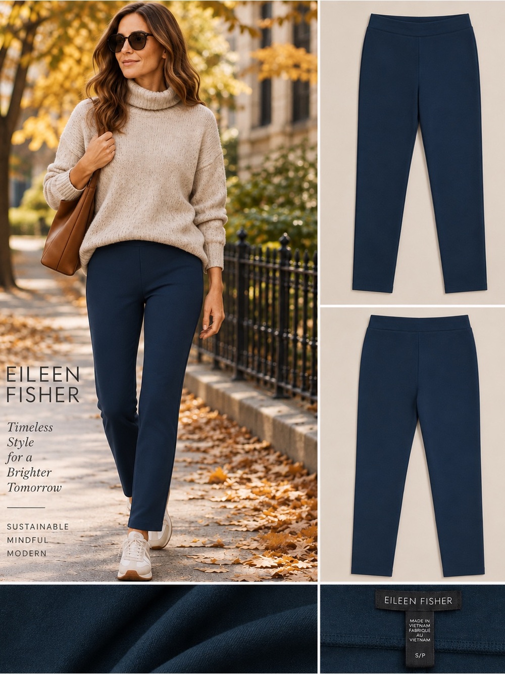 Eileen Fisher Washable Flex Ponte Slim Ankle Pants F22 Small Petite S/P